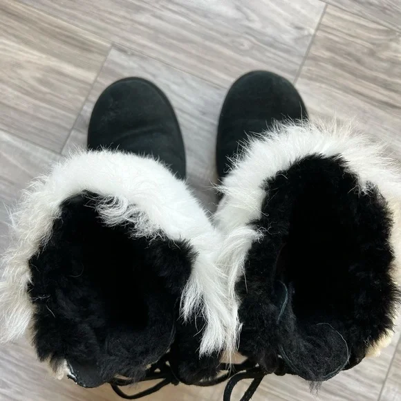 Ugg Boots Patchwork fluff white beige black shoe 10 shearling - Picture 13 of 13